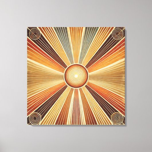 Uitgerekt Canvas - Boheemse Sunburst in Warm Afdruk (Voorkant)