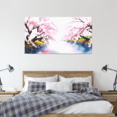 Uitgerekt Canvas Cherry Blossom Serenity (Insitu (Slaapkamer))