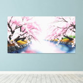 Uitgerekt Canvas Cherry Blossom Serenity Afdruk (Insitu (Houten vloer))