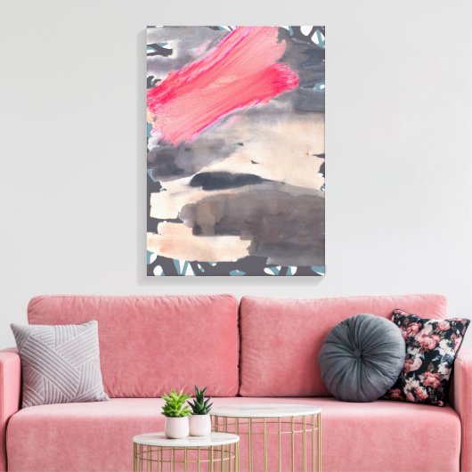 Uitgerekt Canvas Grijs Rood Abstract Collage (Insitu (Woonkamer))