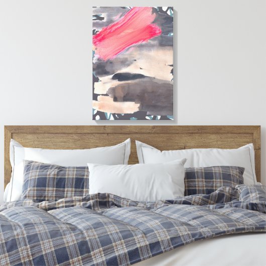 Uitgerekt Canvas Grijs Rood Abstract Collage Afdruk (Insitu (Slaapkamer))