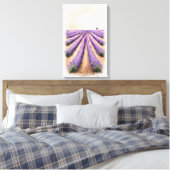 Uitgerekt Canvas - Lavendel Veldschilderij Afdruk (Insitu (Slaapkamer))