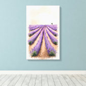 Uitgerekt Canvas - Lavendel Veldschilderij Afdruk (Insitu (Houten vloer))