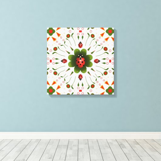 Uitgerekt Canvas Lieveheersbeestje-thema Print 16" (Insitu (Houten vloer))