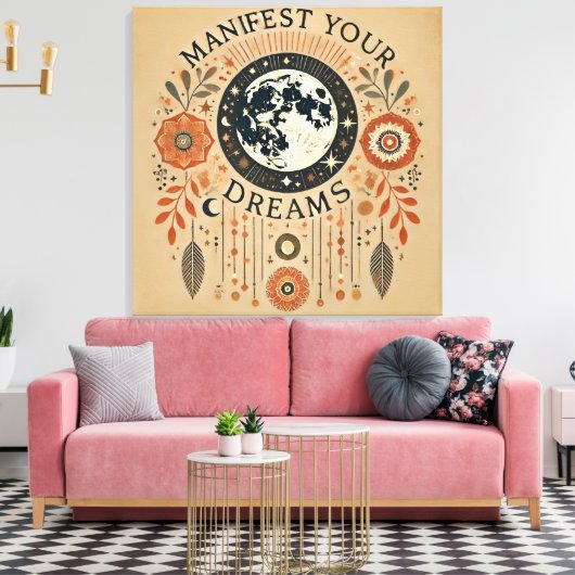 Uitgerekt canvas - Manifest uw dromen Afdruk (Insitu (Woonkamer))