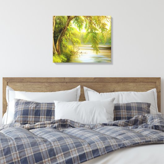 Uitgerekt canvas met bomen en water. (Insitu (Slaapkamer))