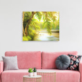Uitgerekt canvas met bomen en water. afdruk (Insitu (Woonkamer))