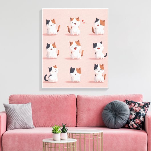 Uitgerekt Canvas Print van een kat glimlachend gel (Insitu (Woonkamer))