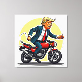 Uitgerekt Canvas Print van Trump op een Hog