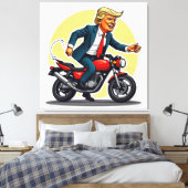 Uitgerekt Canvas Print van Trump op een Hog (Insitu (Slaapkamer))