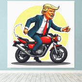 Uitgerekt Canvas Print van Trump op een Hog (Insitu (Houten vloer))