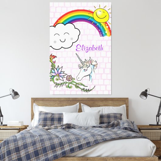 Uitgerekt canvas Rainbow Eenhoorn (Insitu (Slaapkamer))