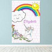 Uitgerekt canvas Rainbow Eenhoorn (Insitu (Houten vloer))