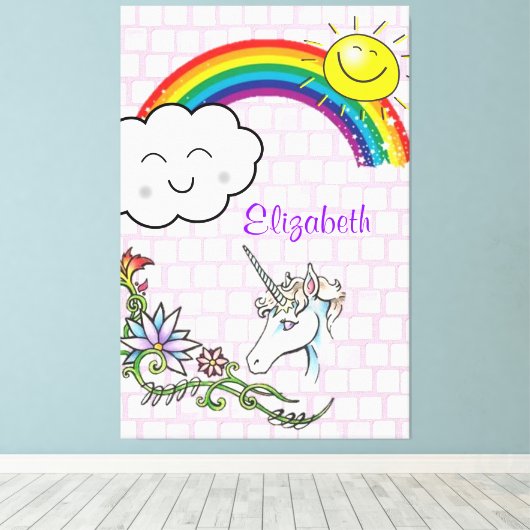 Uitgerekt canvas Rainbow Eenhoorn (Insitu (Houten vloer))