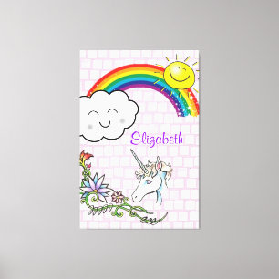 Uitgerekt canvas Rainbow Eenhoorn