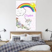 Uitgerekt canvas Rainbow Eenhoorn Afdruk (Insitu (Slaapkamer))
