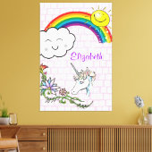 Uitgerekt canvas Rainbow Eenhoorn Afdruk (Insitu (Woonkamer))