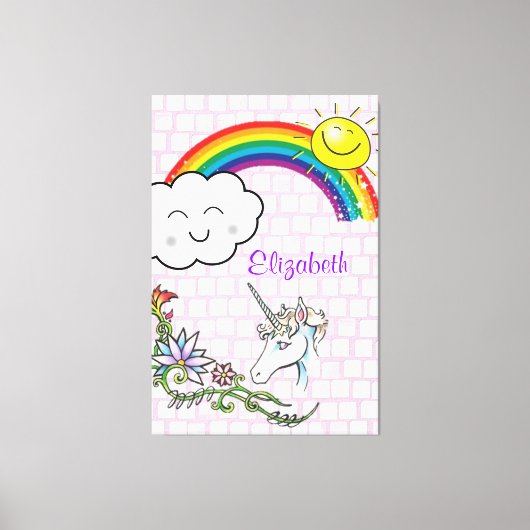 Uitgerekt canvas Rainbow Eenhoorn Afdruk (Voorkant)