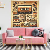 Uitgerekt Canvas - Retro Cassette Design met (Insitu (Woonkamer))