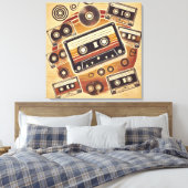 Uitgerekt Canvas - Retro Cassette Design met (Insitu (Slaapkamer))