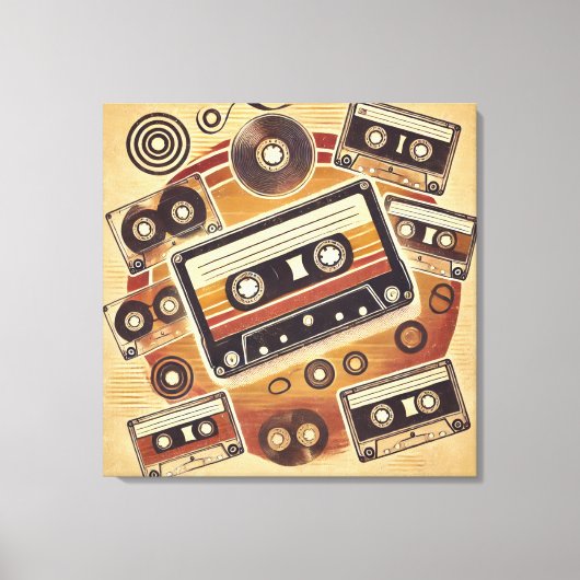 Uitgerekt Canvas - Retro Cassette Design met (Voorkant)