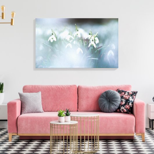 Uitgerekt canvas - Sneeuwklokjes Afdruk (Insitu (Woonkamer))