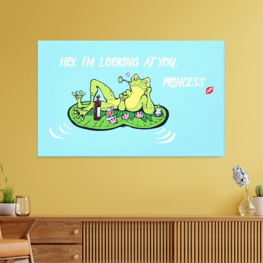 Uitgerekt Canvas Valentijnsdag Funny Frog (Insitu (Woonkamer))