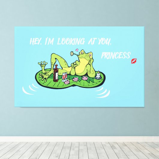 Uitgerekt Canvas Valentijnsdag Funny Frog (Insitu (Houten vloer))