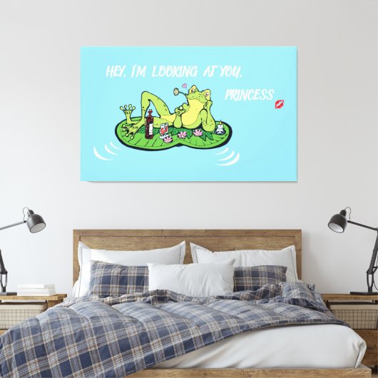 Uitgerekt Canvas Valentijnsdag Funny Frog Afdruk (Insitu (Slaapkamer))