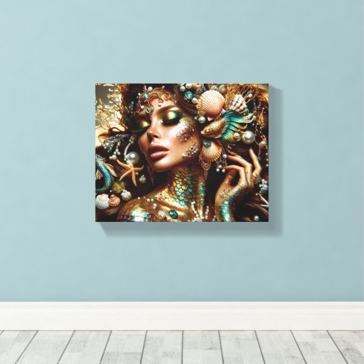 Uitgerekt canvas zeemeermin (Insitu (Houten vloer))