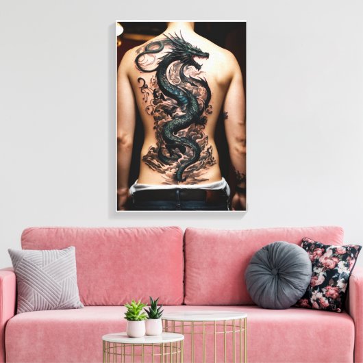 Uitgerekte Canvas Art Gallery Art Dragon Tattoo (Insitu (Woonkamer))