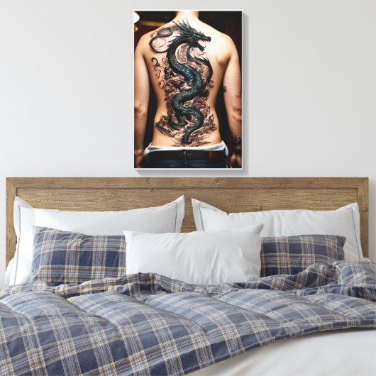 Uitgerekte Canvas Art Gallery Art Dragon Tattoo (Insitu (Slaapkamer))