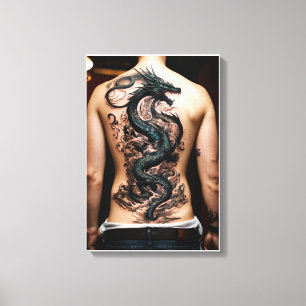 Uitgerekte Canvas Art Gallery Art Dragon Tattoo Afdruk