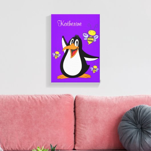 Uitgerekte Canvas Bumblebee Pinguïn (Insitu (Woonkamer))