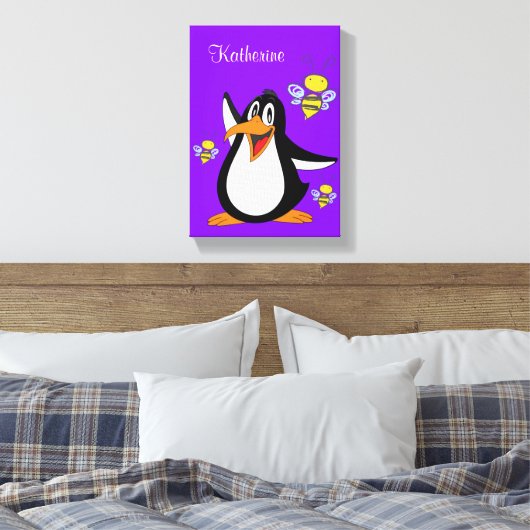 Uitgerekte Canvas Bumblebee Pinguïn Afdruk (Insitu (Slaapkamer))