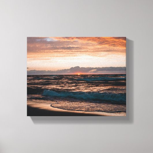 Uitgerekte canvas met strandgolfafbeelding afdruk (Voorkant)