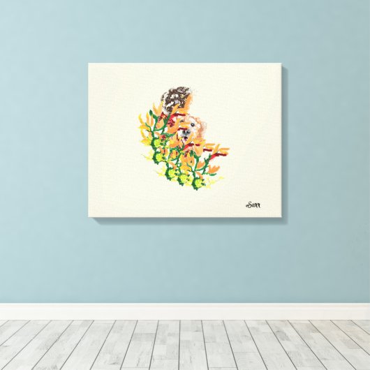 Uitgerekte Canvas Print : Buddies (Insitu (Houten vloer))