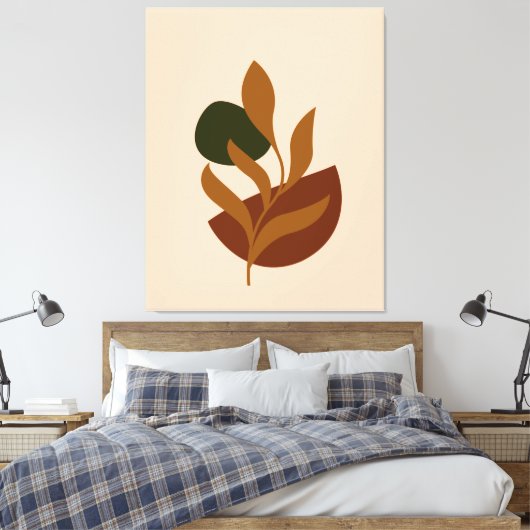 Uitgerekte canvas print met monogram modern boho (Insitu (Slaapkamer))