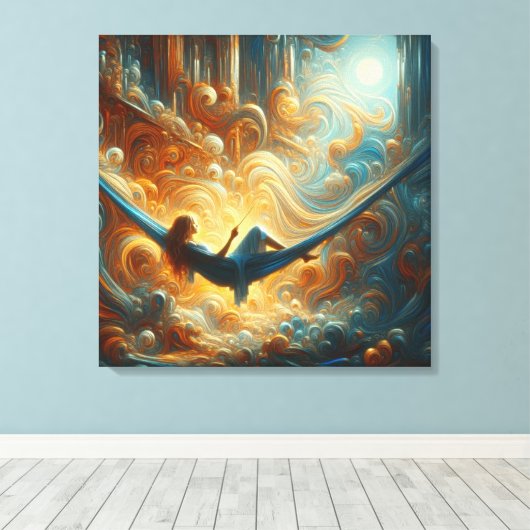 Uitgerekte canvas print van de koningin van de wol (Insitu (Houten vloer))