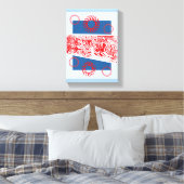 Uitgerekte Canvasprint Blauwe Abstracte Rode Cirke Canvas Afdruk (Insitu (Slaapkamer))