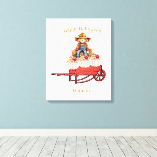 Uitgerekte Canvasprint Halloween Vogelverschrikker Canvas Afdruk (Insitu (Houten vloer))