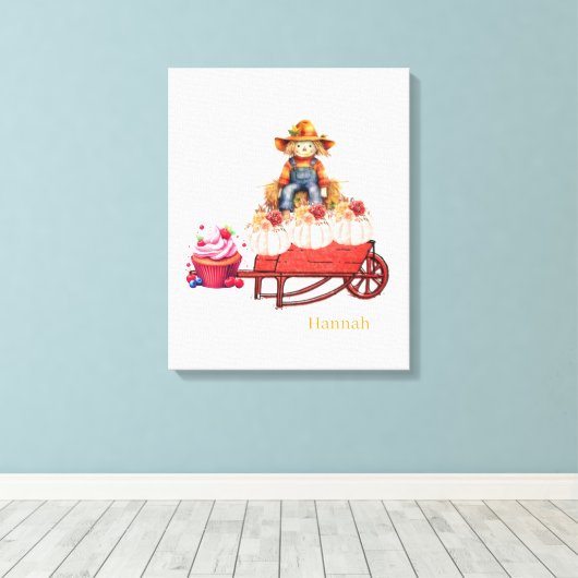 Uitgerekte Canvasprint Halloween Vogelverschrikker Canvas Afdruk (Insitu (Houten vloer))