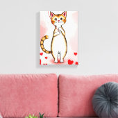 Uitgerekte Canvasprint Mopshond Rode Hartjes Canvas Afdruk (Insitu (Woonkamer))