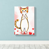 Uitgerekte Canvasprint Mopshond Rode Hartjes Canvas Afdruk (Insitu (Houten vloer))