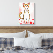 Uitgerekte Canvasprint Mopshond Rode Hartjes Canvas Afdruk (Insitu (Slaapkamer))