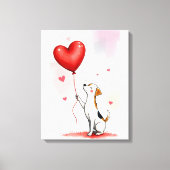 Uitgerekte Canvasprint Rode Hart Ballon Hond Canvas Afdruk (Voorkant)