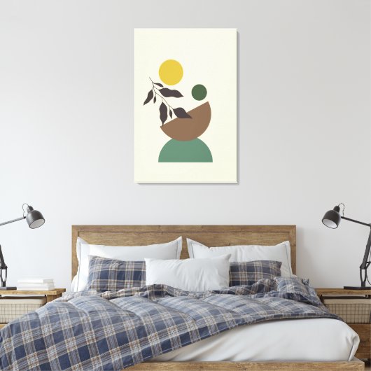 Uitgerekte Grote Afgewerkte Boho Moderne Muurkunst Canvas Afdruk (Insitu (Slaapkamer))