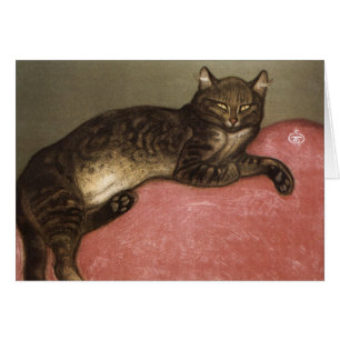 Uitgerekte kat op bank - door Theophile Steinlen