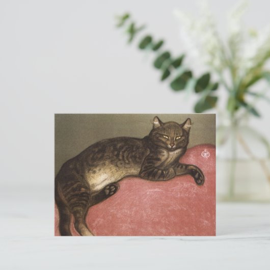 Uitgerekte kat op bank - door Theophile Steinlen Briefkaart (Staand voorkant)