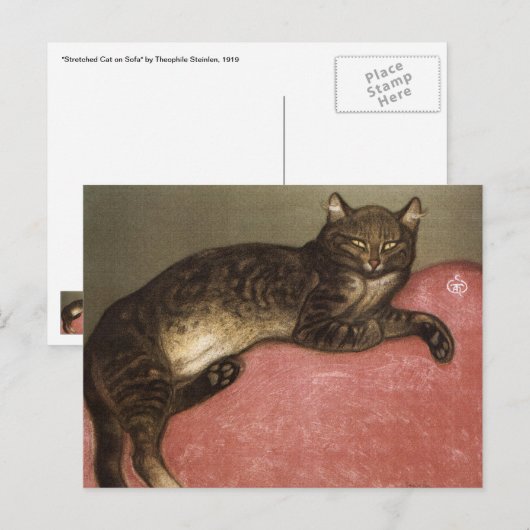 Uitgerekte kat op bank - door Theophile Steinlen Briefkaart (Voorkant / Achterkant)